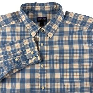 Patagonia Mens Long-Sleeved Fezzman Button Down Shirt Large Plaid Organic Cotton